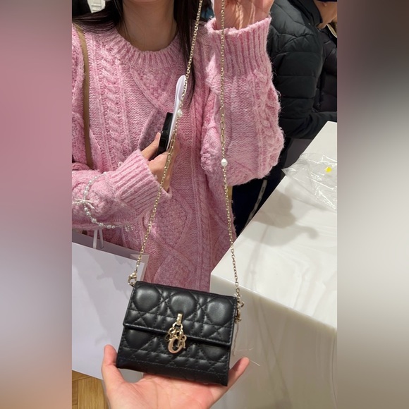 Dior Handbags - Dior black wallet with chain crossbody